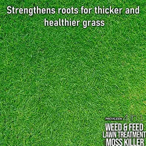 Pro-Kleen 4 in 1 Weed and Feed Lawn Treatment with Moss Killer - Greens Grass, Kills Weeds & Moss & Fertilises Grass 5kg