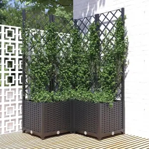 Berkfield Garden Planter with Trellis Black 80x80x136 cm PP