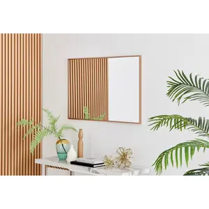 Alcantera Rectangle Metal Frame Wall Mirror Simple and Elegant Modern Design Copper / 100cm H x 66cm W