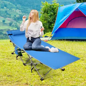 Costway Folding Camping Cot Heavy-Duty Outdoor Cot Bed Portable Sleeping Cot