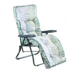 Alfresia Garden Relaxer Chair, Green Frame, Bamboo Leaf Classic Cushion