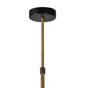 nielsen Langley 5 Light Industrial Chandelier, Matt Black and Antique Brass Finish, 52cm Wide