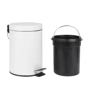 White 3L Bathroom Pedal Bin Freestanding