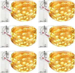 6 Pack Battery Fairy Lights With Timer - 3m/9.8ft 30 LED Copper Wire Fairy String Lights Battery Operated Waterproof Small Christmas Battery Lights