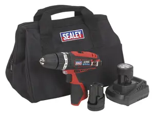 Sealey Compact Hammer Drill Driver Kit 10mm 12V Li-Ion - 2 Batteries CP1201KIT