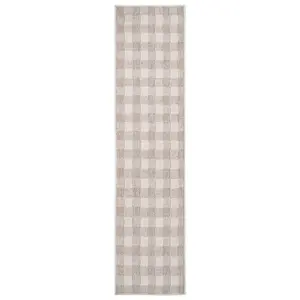 Cream Beige Neutral Boucle Textured Checkered Soft Area Rug 120cm x 170cm