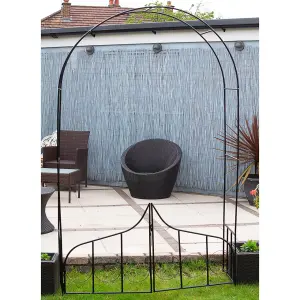 Decorative Garden Arch with Gate - Weather Resistant Outdoor Climbing Plant or Vine Support Arbour Archway - H237 x W138 x D38cm