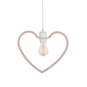 First Choice Lighting Set of 2 Pink Heart Shaped Easy Fit Pendant Shades