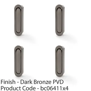 4 PACK - Flush Sliding Pocket Door Pull Handle - Dark Bronze 70mm x 19mm Radius Edge