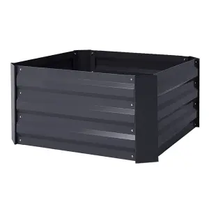 100cm W x 100cm D Galvanized Square Outdoor Raised Garden Bed Planter Box in Black