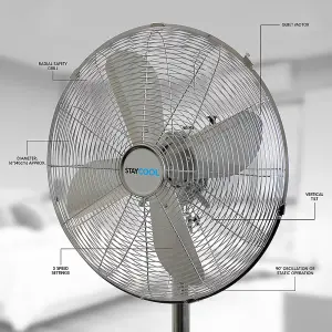 StayCool 16" (40cm) 50w Metal Pedestal Fan - Chrome