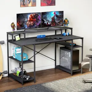 Kinslee 55inch Computer Desk, Office Work Desk with Monitor Stand Carbon Black