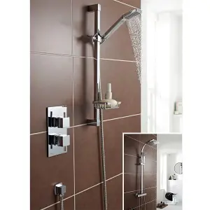 Chrome Thermostatic Concealed Mixer Shower With Wall Mounted Slide Rail Kit (River) - 1 Shower Head