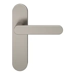 GoodHome Minzh Brushed Nickel effect Round Latch Door handle (L)120mm (D)53mm, Pair of 2