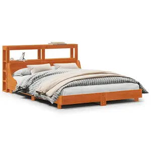 Berkfield Bed Frame without Mattress Wax Brown 135x190 cm Double Solid Wood Pine