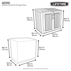 Lifetime 4.8 Ft. x 3 Ft. Horizontal Storage Shed (1300 L)