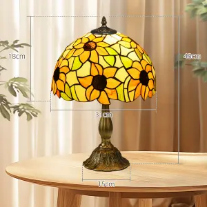 HOMCOM Stained Glass Table Lamp, Handmade Antique Bedside Lamp