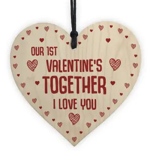 Our 1st Valentines Together Gift For Girlfriend Boyfriend Wood Heart Love Gift Keepsake