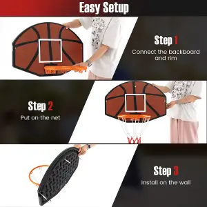 Costway Basketball Hoop Set Wall Mounted Basketball Game Set Kids Teens Adults