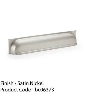 Backplate Cup Handle - Satin Nickel 203mm Centres Solid Brass Shaker Drawer Pull