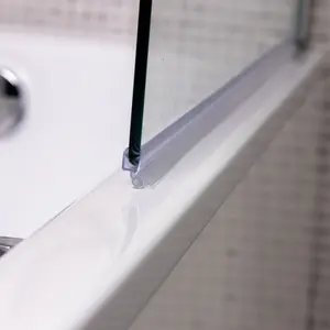 Neo Straight Clear glass Chrome effect frame Bath screen, (W) 780mm (H) 1400mm