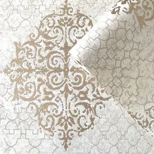 Lustre Collection Metallic Embossed Damask Wallpaper Roll