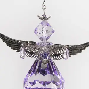 Acrylic Diamond Angel Hanging Figurine Ornament Purple/Silver