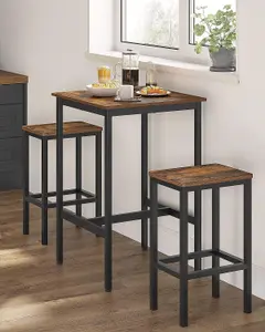 VASAGLE Dining Table and Chairs Set, Bar Table and Stools Set, 60 x 60 x 90 cm Small Kitchen Table, 30 x 40 x 65 cm Chairs