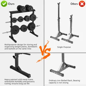 Yaheetech Black 3 Tier Dumbbell Barbell Rack for Home Gym