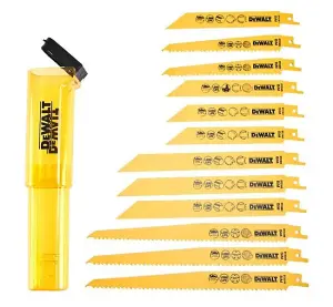 DeWalt DT2445-QZ 12 Piece Reciprocating Sabre Saw Blades Set - Metal Wood Nails