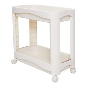 2-Tier Playroom Storage Cart Plastic Cart, White