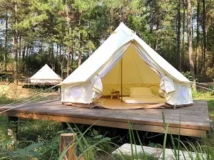 Latourreg Luxury Cotton Canvas Bell Tent for Family Camping Outdoor Glamping Retreat Yurt Diameter 4M Available