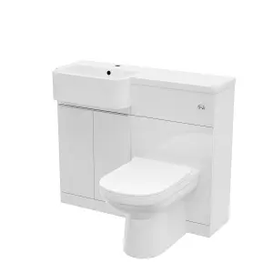 Nes Home 1000mm White LH Freestanding Cabinet with Basin, WC Unit & Toilet