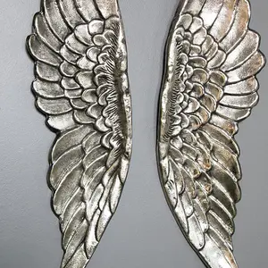 Melody Maison Large Silver Wall Mounted Angel Wings