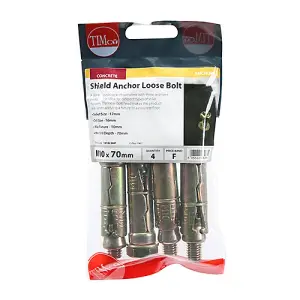 TIMCO Shield Anchors Loose Bolt Gold - M10:10L (M10 x 70)