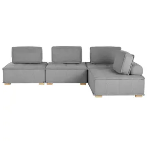 Corner Sofa TIBRO Grey Fabric Right Hand