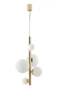 Luminosa Hera Globe Ceiling Pendant, Gold, Opal, G9