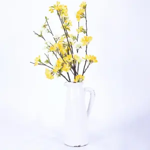 Bloom Artificial Forsythia Bouquet - Faux Fake Realistic Yellow Flower Stem Arrangement - H76 x W25cm, Vase Not Included