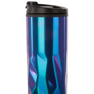 Interiors by Premier Oil Slick Finish 450ml Insulated Stainless Steel Travel Mug, Travel Mug with Lid, Thermos Style Travel Mug