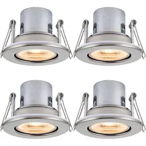 4 PACK Recessed Tiltable Ceiling Downlight - 8.5W Warm White LED Satin Nickel