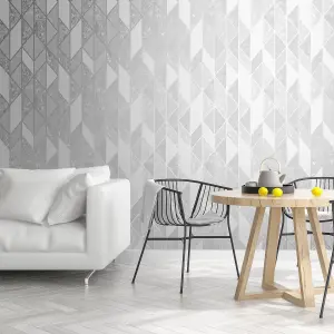 Superfresco Milan Silver effect Geometric Smooth Wallpaper