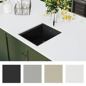 Berkfield Kitchen Sink with Overflow Hole Black Granite