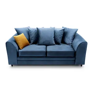 Chicago Velvet 3 Seater Sofa in Dark Blue