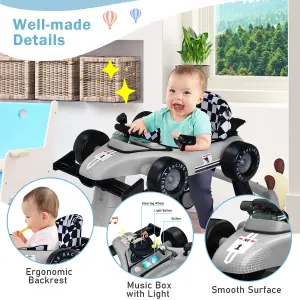 Costway 4-in-1 Foldable Baby Walker Activity Push Walker w/ Adjustable Height & Speed