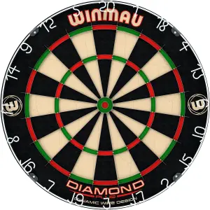 Winmau Professional Dart Set includes Diamond Plus Dartboard, Black Surround, 2 Sets of Darts, Official Oche Line