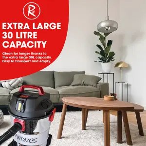 RocwooD 30L Wet And Dry Corded Vacuum Cleaner & Blower 1400W