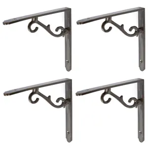 Hammer & Tongs Scroll Iron Shelf Bracket - D155mm - Raw - Pack of 4