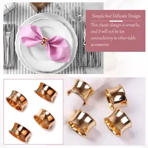 Hammered Design Napkin Holder Rings Serviettes Buckles, Rose Gold, 12pcs