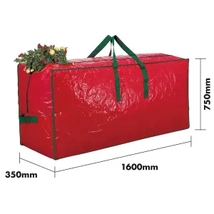 Christmas Tree Storage Bag - Artificial Xmas Trees, Decorations & Lights Box with Strong Zip & Carry Handles - H75 x W160 x D35cm