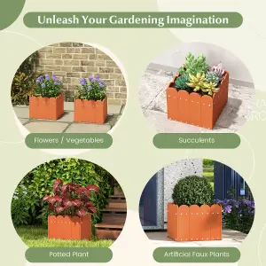 Costway 2 Pack Square Planter Box HDPE Flower Pot Raised Garden Bed